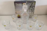 Vintage Luminarc Damier 7 Piece Whisky Decanter Set  Made in France Boxed
