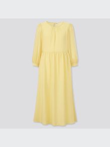 Uniqlo Rayon Georgette Volume 3/4 Sleeved Flared Dress