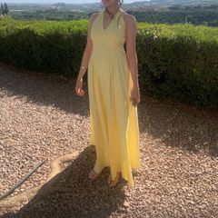 Yellow maxi halter neck dress. Size 8