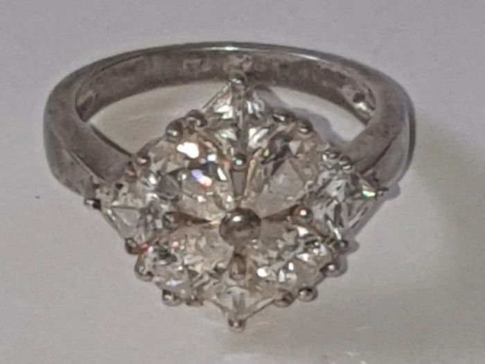 Pristine Vintage Silver & White Sapphire Ring