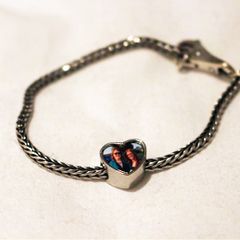 Pandora style heart bead with your photo metal Slider big hole 5MM european charms