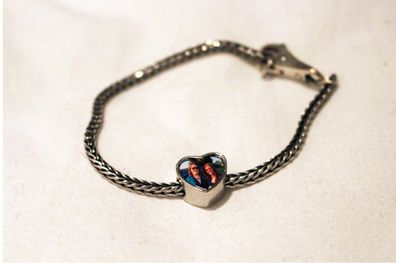 Pandora style heart bead with your photo metal Slider big hole 5MM european charms