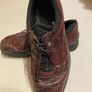 Ecco Women leather shoes casual lace up wine snake skin effect size 39 Image 7
