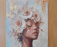 Decorative floral portrait canvas print