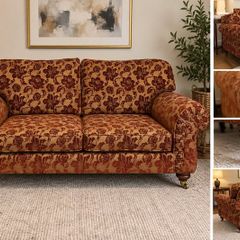 Traditional 3 Seater Sofa Floral Damask