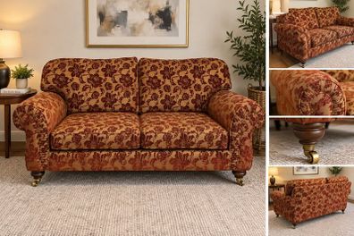 Traditional 3 Seater Sofa Floral Damask