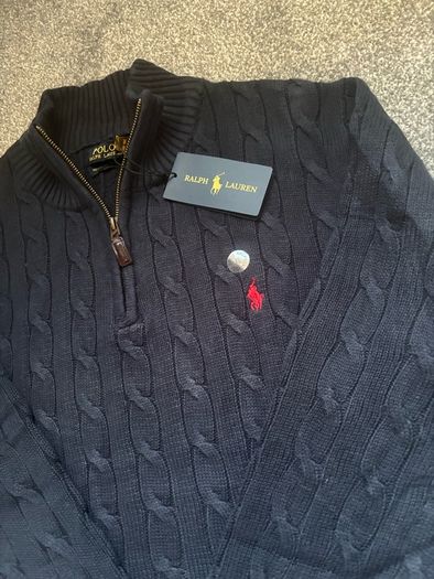 Navy Ralph Lauren Cable Knit Quarter Zip - Size XL Men