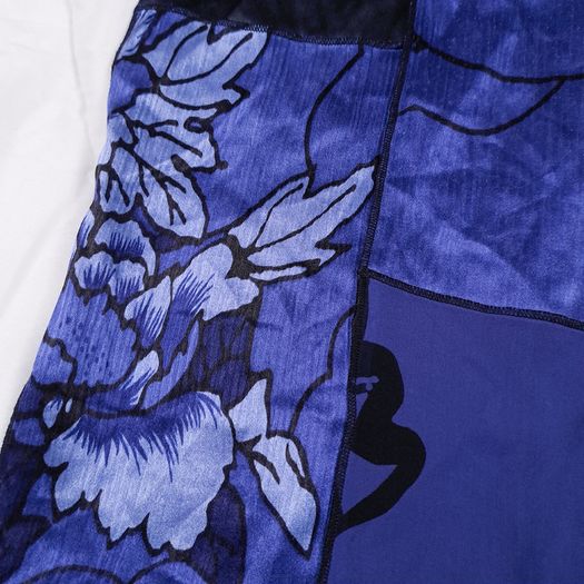 Chico's Blue & Black Patchwork Floral Print Silk Sheer Open-Front Kimono Duster 10-14UK/38-42EU
