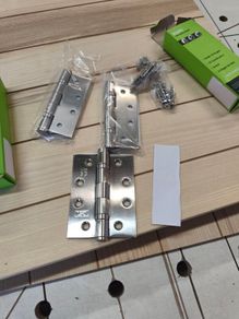 4" Basta hinges (5 No packs): 3 hinges in each with screws in brushed nickel