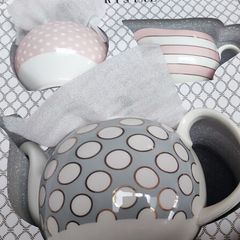 Tipperary Crystal Spots & Stripes Teapot, Sugar & Creamer Set