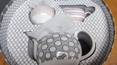 Tipperary Crystal Spots & Stripes Teapot, Sugar & Creamer Set