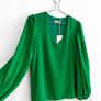 New Vanessa Scott Emerald Green V-Neck Blouse Image 2