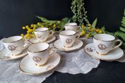 Arklow Pottery Tara Brooch 6 Coffee Cups and Sausers