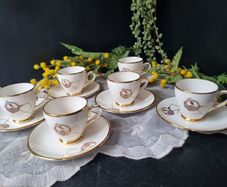 Arklow Pottery Tara Brooch 6 Coffee Cups and Sausers