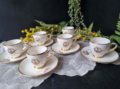 Arklow Pottery Tara Brooch 6 Coffee Cups and Sausers