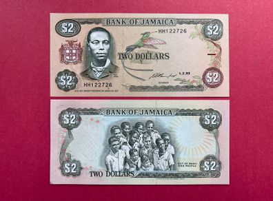 Jamaica  2 Dollars  1993  Pick  69h  ( Uncirculated )