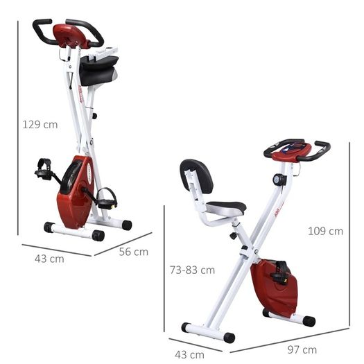 Steel Manual Resistance Exercise Bike w/ LCD Monitor Red (FREE SHIPPING)