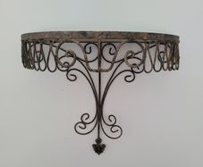 Antique french wrought iron wall shelf