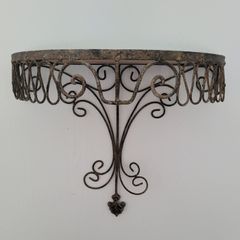 Antique french wrought iron wall shelf