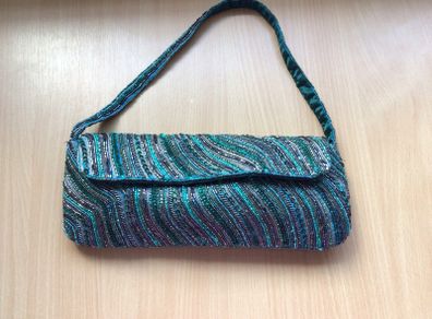 Accesorize Vintage Sequin Beaded Blue Green Evening Special Occasion Wedding Guest Bag
