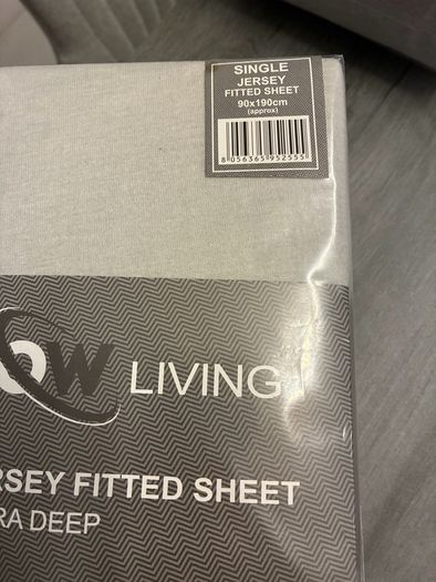 2 x Single Jersey Fitted Sheet (Extra Deep - See dimensions in notes) Cotton - light and mid grey