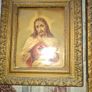 Antique Sacred Heart of Jesus, Immaculate Heart of Mary in Old Gilded Frames and Immaculate Heart of Mary set in a black wooden frame, Postage Available Selling as a Lot Image 3