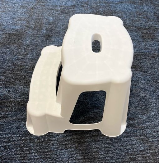 2 Step White Plastic Stool