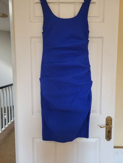 Blue ruched fitted dress