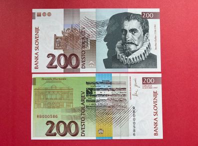 Slovenia  200. Tolarjev  1997. Pick  15b. ( Uncirculated )