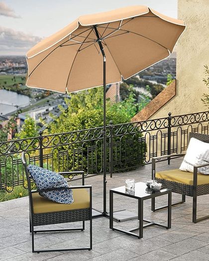 1.6 m Parasol, Beach Umbrella, UPF 50+, Sun Protection, Portable Octagonal Polyester Canopy, Fibreglass Ribs, Tilt Mechanism, Carry Bag, for Beach Garden Balcony Pool, Taupe MULTIPLE COLOURS AVAILABLE (FREE POSTAGE)
