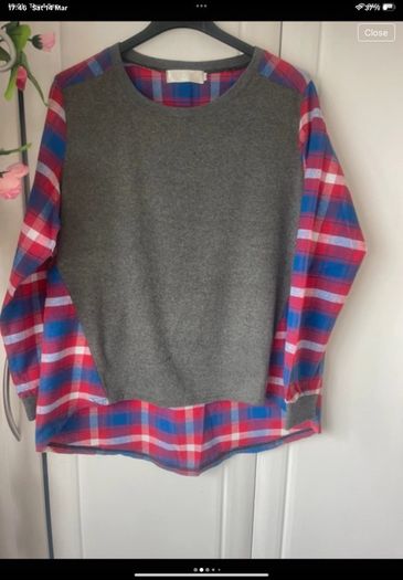 Grey round neck with flannel contrast size 10
