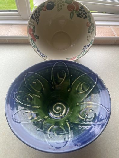 Vintage 2 Large Pottery Bowls as New