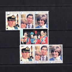 1981 Guernsey Wedding Prince Charles & Lady Diana Spencer Commemorative Stamps Mint Never Hinged (MNH)