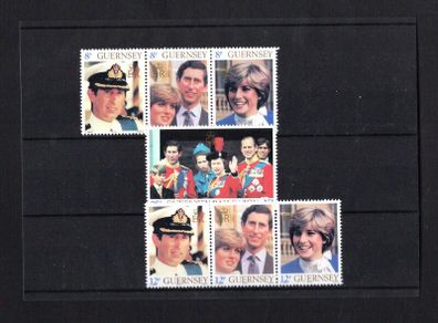 1981 Guernsey Wedding Prince Charles & Lady Diana Spencer Commemorative Stamps Mint Never Hinged (MNH)