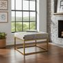 Gray Fabric Square Ottoman 60x60 Metal Frame Image 3