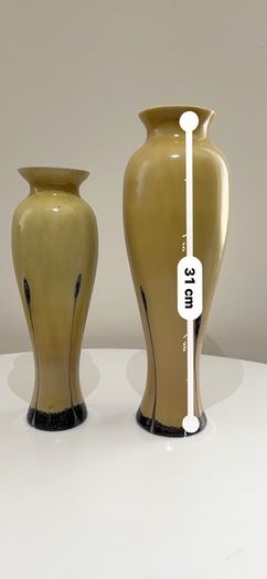 Pair of Caithness Glass (Ebony and Sand) Art Glass Vases with Original Labels