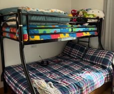 Strong metal bunk beds (mattresses not included)