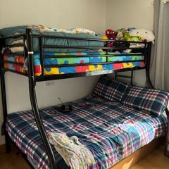 Strong metal bunk beds (mattresses not included)