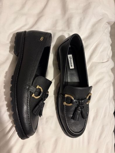 Dune London Black Leather Loafers - Size UK 5