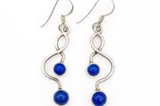 925 Vintage Sterling Silver And Lapis Lazuli Earrings