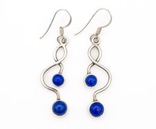 925 Vintage Sterling Silver And Lapis Lazuli Earrings