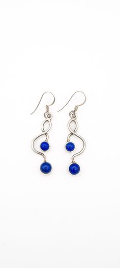 925 Vintage Sterling Silver And Lapis Lazuli Earrings