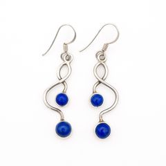 925 Vintage Sterling Silver And Lapis Lazuli Earrings