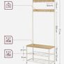 Vintage Coat Rack Stand with Seat 3 Shelves Gold Oak Image 2