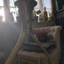 Antique French brass ceiling light with glass shade Image 6