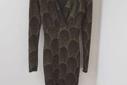 A'gaci Black and Gold Sheer Long Sleeve Dress
