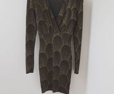 A'gaci Black and Gold Sheer Long Sleeve Dress