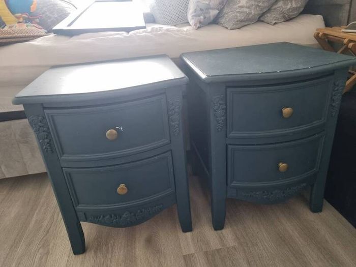 Set of Navy & Gold Bedside Lockers