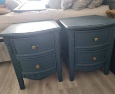 Set of Navy & Gold Bedside Lockers