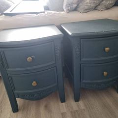Set of Navy & Gold Bedside Lockers